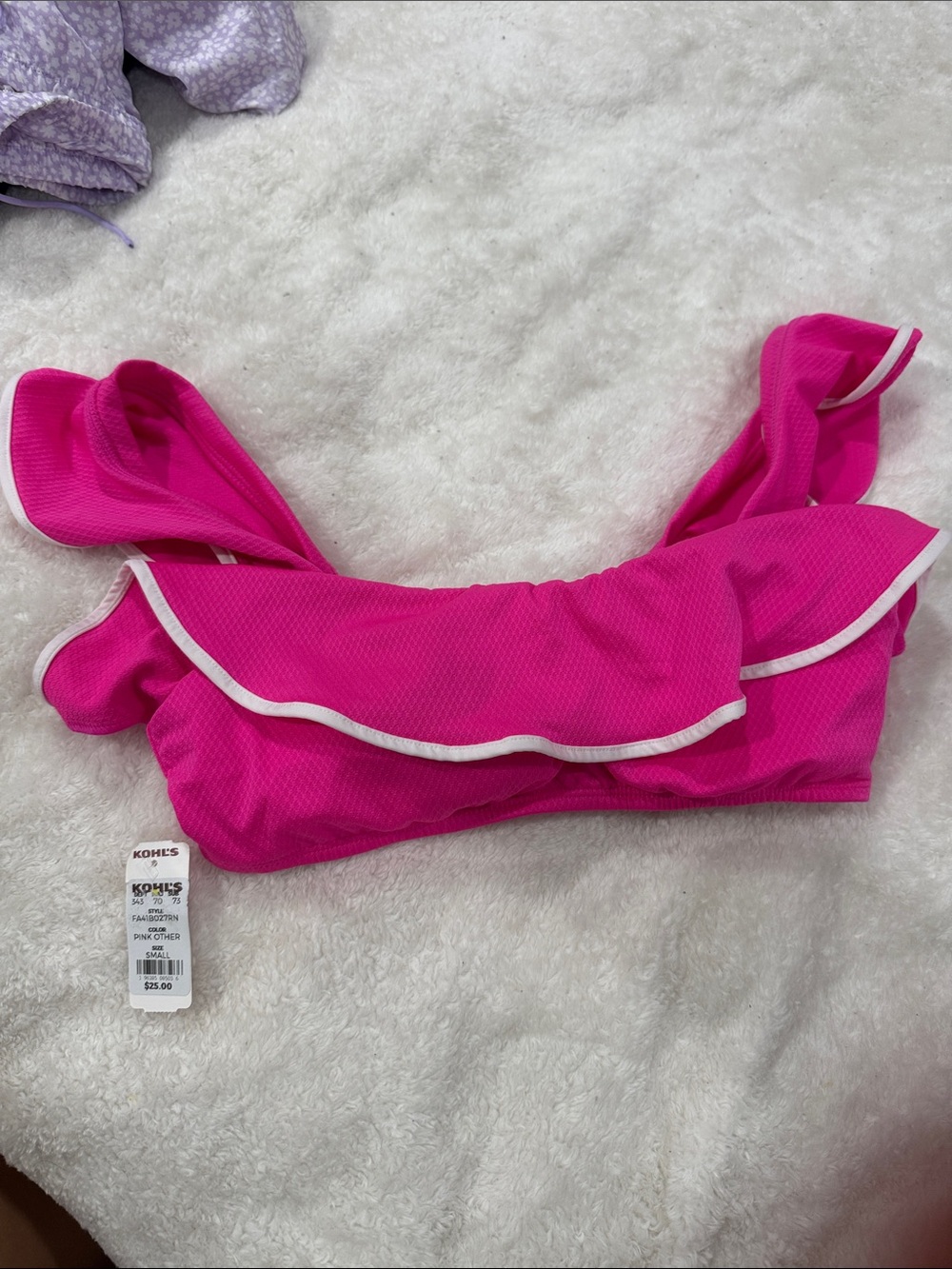 Kohl's Hot Pink Ruffle  Swim Top